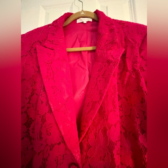🎀HOST PICK 2X🎀NWT Lace Blazer Jacket Fuchsia L Gorgeous 🎀 - Picture 8 of 12